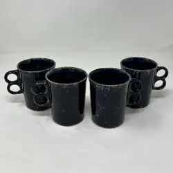 LOT OF 4 VINTAGE BENNINGTON POTTERY TRIGGER MUGS BLUE AGATE DAVID GIL 1340