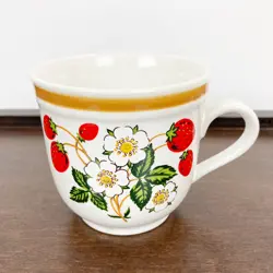 STRAWBERRIES N CREAM STONEWARE MUG BY SHEFFIELD VINTAGE MUG