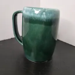 VINTAGE HULL USA BLUE GREEN DRIP GLAZE COFFEE CUPS BEER MUGS 16 OZ 5 TALL