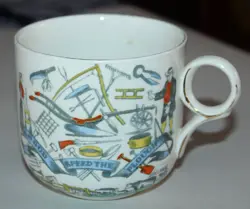 VINTAGE BURLEIGH WARE B&L CUP FARMERS ARMS MUSH MUG GOD SPEED PLOUGH