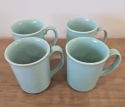 VINTAGE CORNING WARE AQUA SEAFOAM GREEN COFFEE MUGS CUPS SET OF 4