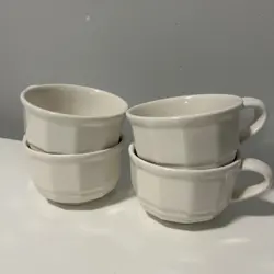 LOT OF 4 PFALTZGRAFF HERITAGE WHITE FLAT COFFEE MUGS TEA/ SM SOUP CUPS VINTAGE