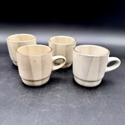 VTG SECONDS SET/4 HEATH CERAMICS RIM BIRCH 3.25 STACKING COFFEE CUPS MUGS USA