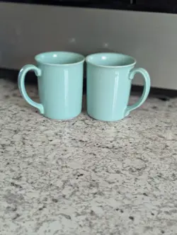 CORNING WARE COFFEE MUG CUP AQUA TURQUOISE TEAL VINTAGE SET OF 2 MCM