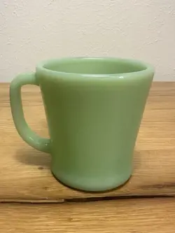 VINTAGE FIRE KING JADEITE GREEN D HANDLE OVEN WARE COFFEE MUG CUP MCM NO #3
