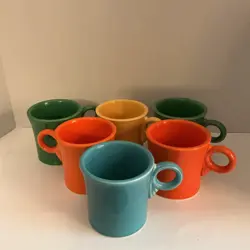 FIESTAWARE O-RING HANDLE COFFEE MUGS CUPS USA 6 VINTAGE
