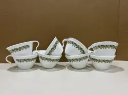 SET OF 8 VINTAGE CORELLE CRAZY DAISY SPRING BLOSSOM HOOK HANDLE COFFEE/TEA CUPS