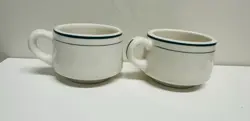 VINTAGE SYRACUSE CHINA RESTAURANT WARE GREEN STRIPE WHITE COFFEE MUG CUP USA (2)