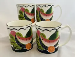 4 VINTAGE MIKASA COFFEE MUGS FASHION PLATE STILL LIFE BY KALYAN LASSO JAPAN 14OZ