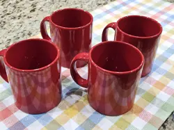 VINTAGE WAECHTERSBACH SOLID RED COFFEE MUG - SET OF 2