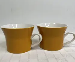 MIKASA DUPLEX BEN SEIBEL AXIOM ORANGE CUP MUG SET OF 2 JAPAN VINTAGE