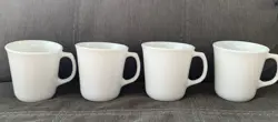 4 CORNING USA VINTAGE WINTER FROST WHITE COFFEE CUP MUGS D HANDLE
