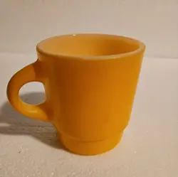 ANCHOR HOCKING FIRE KING ORANGE/YELLOW  STACKABLE C HANDLE VINTAGE COFFEE MUG