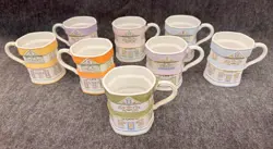VINTAGE 1982 LENOX SPICE VILLAGE COFFEE MUGS CUPS SET OF 8 COMPLETE COLLECTION