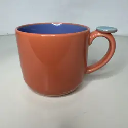 LINDT STYMEIST COLORWAYS COFFEE THUMBPRINT MUG VINTAGE 1980S JAPAN SALMON EUC