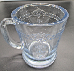 VTG FIRE KING PHILBE BLUE SAPPHIRE COFFEE MUG MARKED THICK D HANDLE