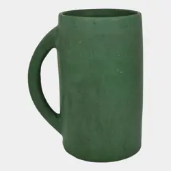 ZANESVILLE STONEWARE 1930S VINTAGE ARTS AND CRAFT POTTERY GREEN CERAMIC MUG