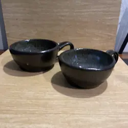 VINTAGE STONEWARE POTTERY MUGS ARTIST SIGNED BS3