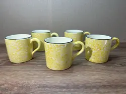 VINTAGE STANGL 5 HAND PAINTED YELLOW TOWN & COUNTRY SPONGE WARE MUGS 3