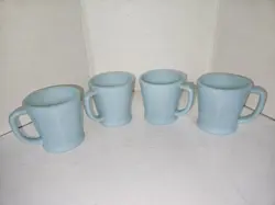 4 MATCHING VINTAGE FIRE KING TURQUOISE BLUE 