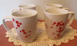 VTG. MINT NEW STOCK CORELLE COORDINATES PORCELAIN HANAMI GARDEN MUG SET OF 4