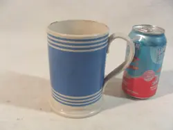 ANTIQUE ENGLISH MOCHAWARE BANDED POTTERY MUG