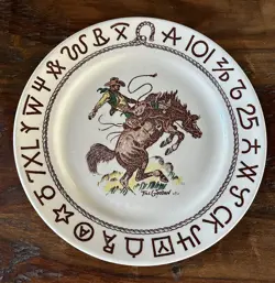 VINTAGE 1940S - 1950S WALLACE CHINA WESTWARD HO RODEO 9 1/2 W PLATE RARE SIZE