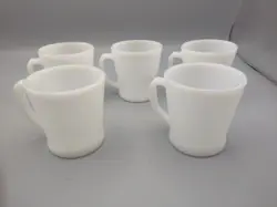 VINTAGE FIRE KING ANCHOR HOCKING MILK GLASS D-HANDLE COFFEE MUGS LOT OF 5