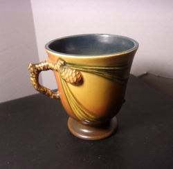 OLD ROSEVILLE POTTERY VINTAGE PINE CONE PINECONE BROWN MUG 960-4 RARE