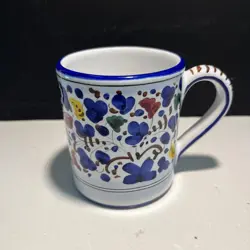 VINTAGE DIPINTO A MANO DERUTA ITALY 14OZ MUG CUP FLORAL 4H EXCELLENT CONDITION
