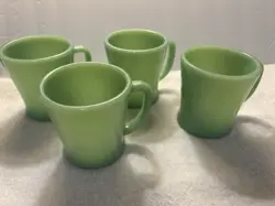 FIRE KING COFFEE MUGS, D HANDLE, SET OF 4, VINTAGE , JADEITE