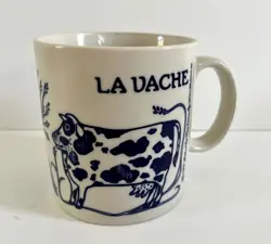 VINTAGE 1978 TAYLOR & NG LA VACHE LA BULLE COW BULL COFFEE MUG CUP BLUE