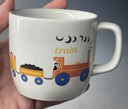 MID-CENTURY MODERN VINTAGE ADAMS IRONSTONE ENGLAND CHILDREN'S TRAIN TOYS MUG MCM