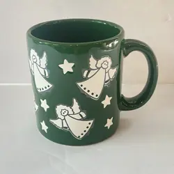 WAECHTERSBACH WEST GERMANY COFFEE MUG ANGEL STAR GREEN BLACK WHITE VINTAGE