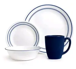 16PC VINTAGE CORELLE CLASSIC CAFE BLUE  DINNER & BREAD PLATES, BOWLS, MUGS