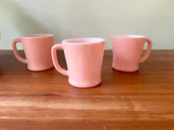 VINTAGE PINK FIRE KING COFFEE MUG SET OF 3