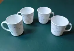 VINTAGE CORELLE PROVINCIAL BLUE COFFEE TEA CUPS MUGS FLOWERS - SET OF 4