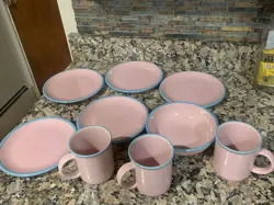 RIO CENTURY STONEWARE LOT OF VINTAGE 5 PLATES, 3 COFFEE MUGS CUPS, 1 BOWL JAPAN