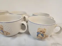 SET OF 6  VINTAGE COUNTRY BEAR  TIENSHAN STONEWARE LATTE MUGS