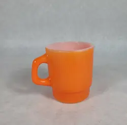 VINTAGE ANCHOR HOCKING FIRE KING WARE ORANGE COFFEE MUG CUP D HANDLE