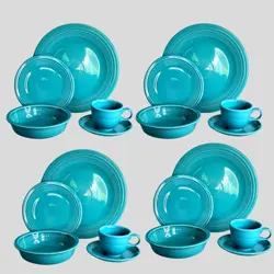 1990S FIESTA SERVICE FOR 4 DINNERWARE SET TURQUOISE 20 PIECES TOTAL USA NEW