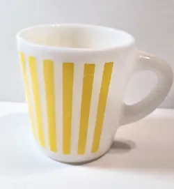 HAZEL ATLAS YELLOW STRIPE MILK GLASS MUG VINTAGE STRIPED MUG