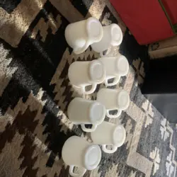 8 VINTAGE FIRE KING ANCHOR HOCKING WHITE MILK GLASS D HANDLE COFFEE CUPS MUGS