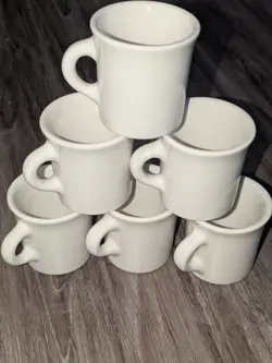 SET OF 6 VINTAGE HOMER LAUGHLIN HLC HEAVY RESTAURANT WARE COFFEE MUGS CUPS USA