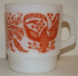 VINTAGE FIRE KING MUG - E PLURIBUS UNUM