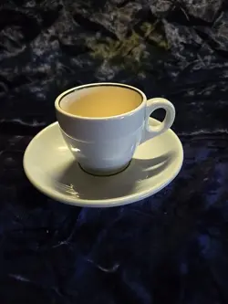 VINTAGE BUFFALO CHINA BLUE LUNE RESTAURANT WARE MUG ESPRESSO CUP AND SAUCER