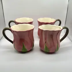 FRANCISCAN COFFEE MUG DESERT ROSE PORTUGAL 14 OZ VINTAGE RARE SET OF 4