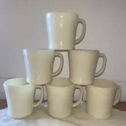 6 VINTAGE FIRE KING RESTAURANT WARE IVORY COFFEE MUG D-HANDLE CUP