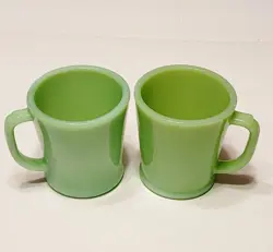 VINTAGE FIRE KING JADEITE D HANDLE COFFEE MUG & FLAT BOTTOM SHAVING MUG