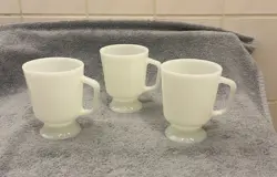 (3) VINTAGE WHITE FIRE-KING FOOTED MUGS